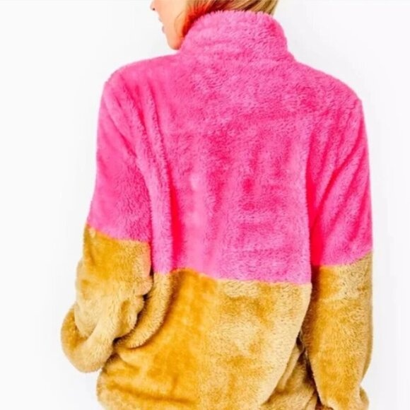 SOLD Lilly Pulitzer NWT Pink Isle You Earned It Colorblock Keala Sherpa XXL - Picture 2 of 15